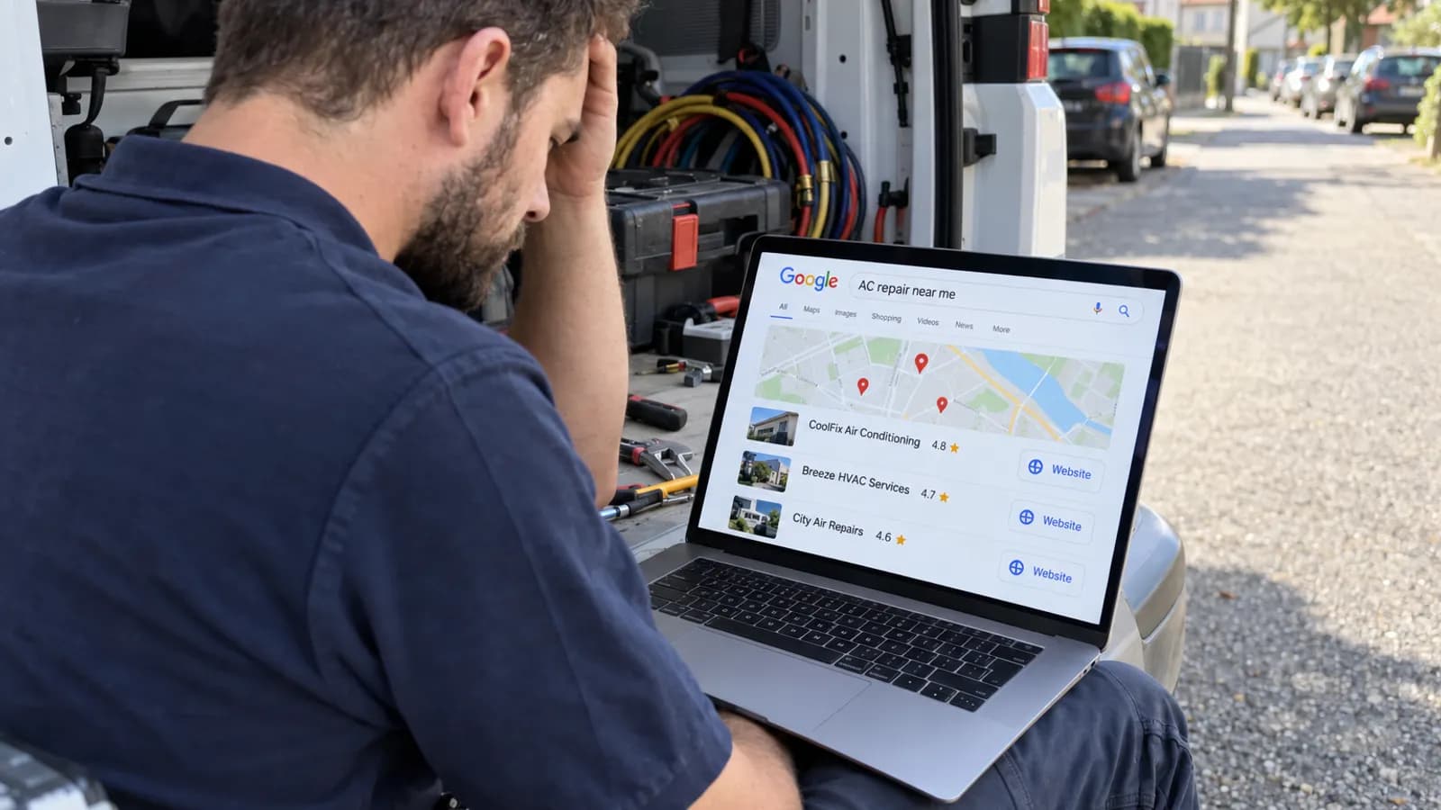 Google search results on a phone for a service in Doha